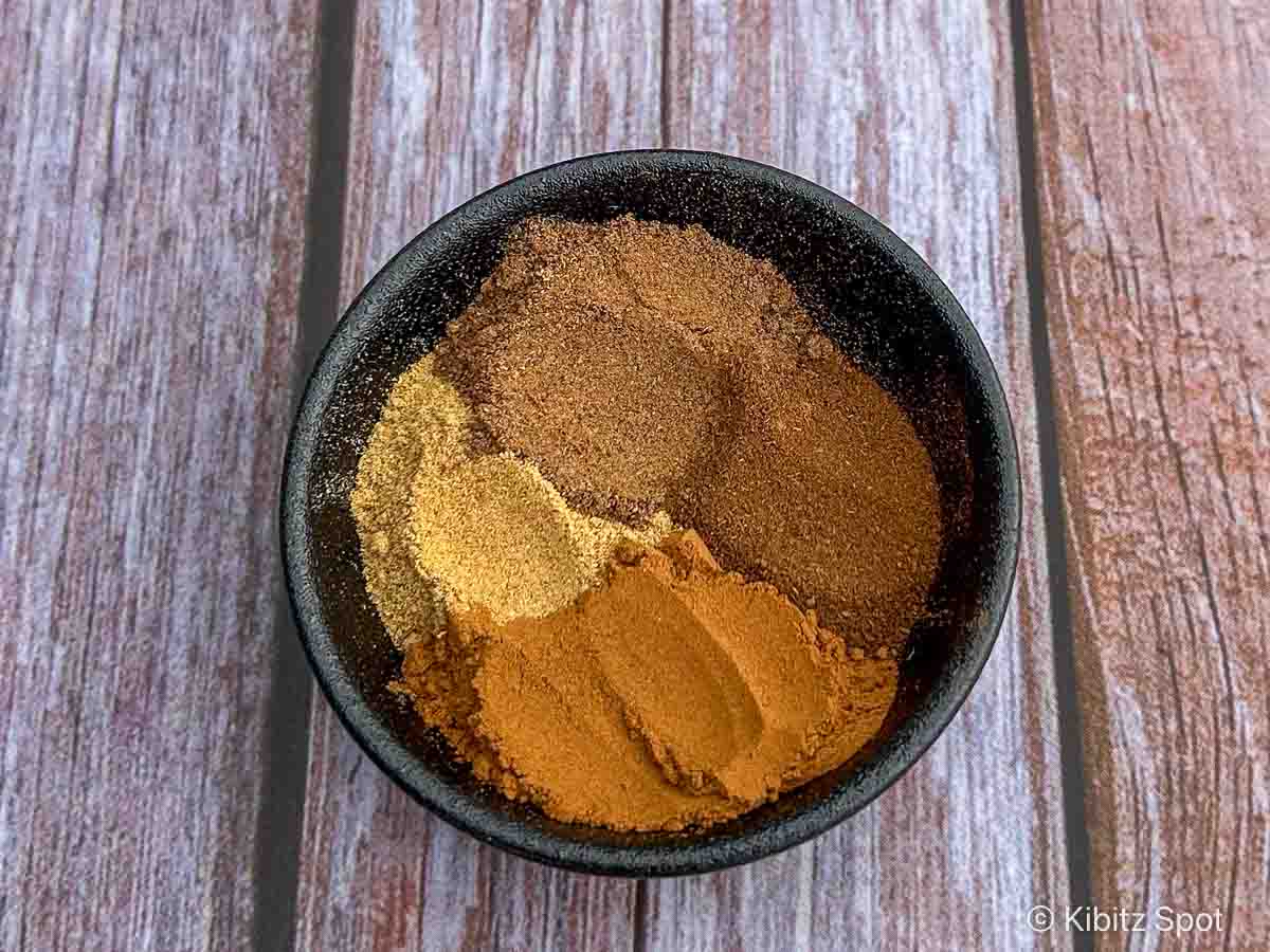 The four ingredients for our pumpkin spice mix before they are stirred together.