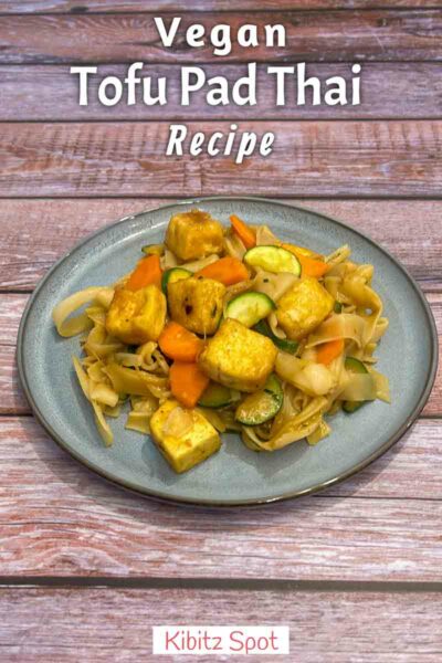 Vegan tofu pad thai on a plate
