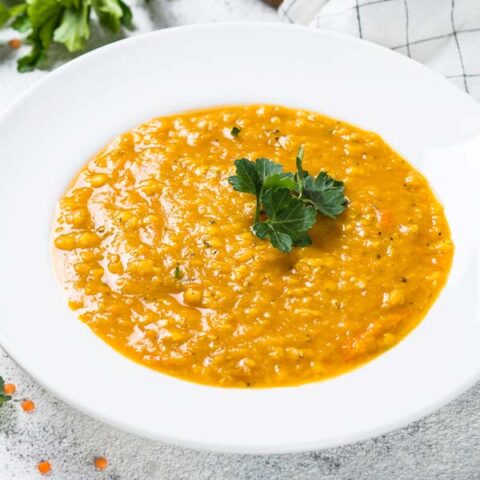 Carrot and red lentil soup