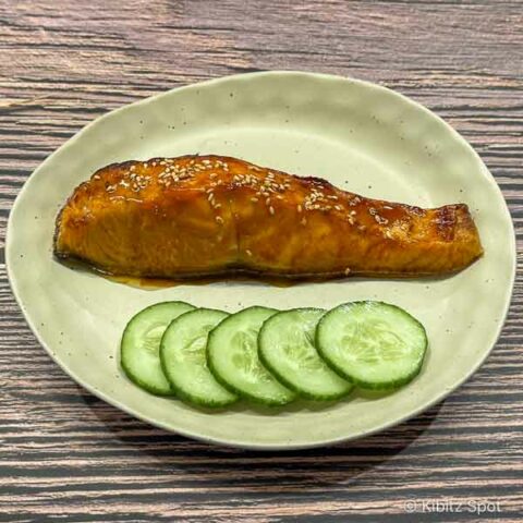 Air fryer teriyaki salmon with glaze