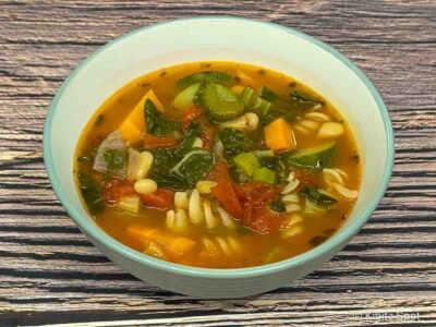 A bowl of vegan gluten-free minestrone soup