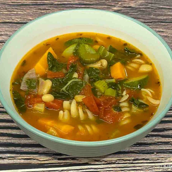 A bowl of vegan gluten-free minestrone soup